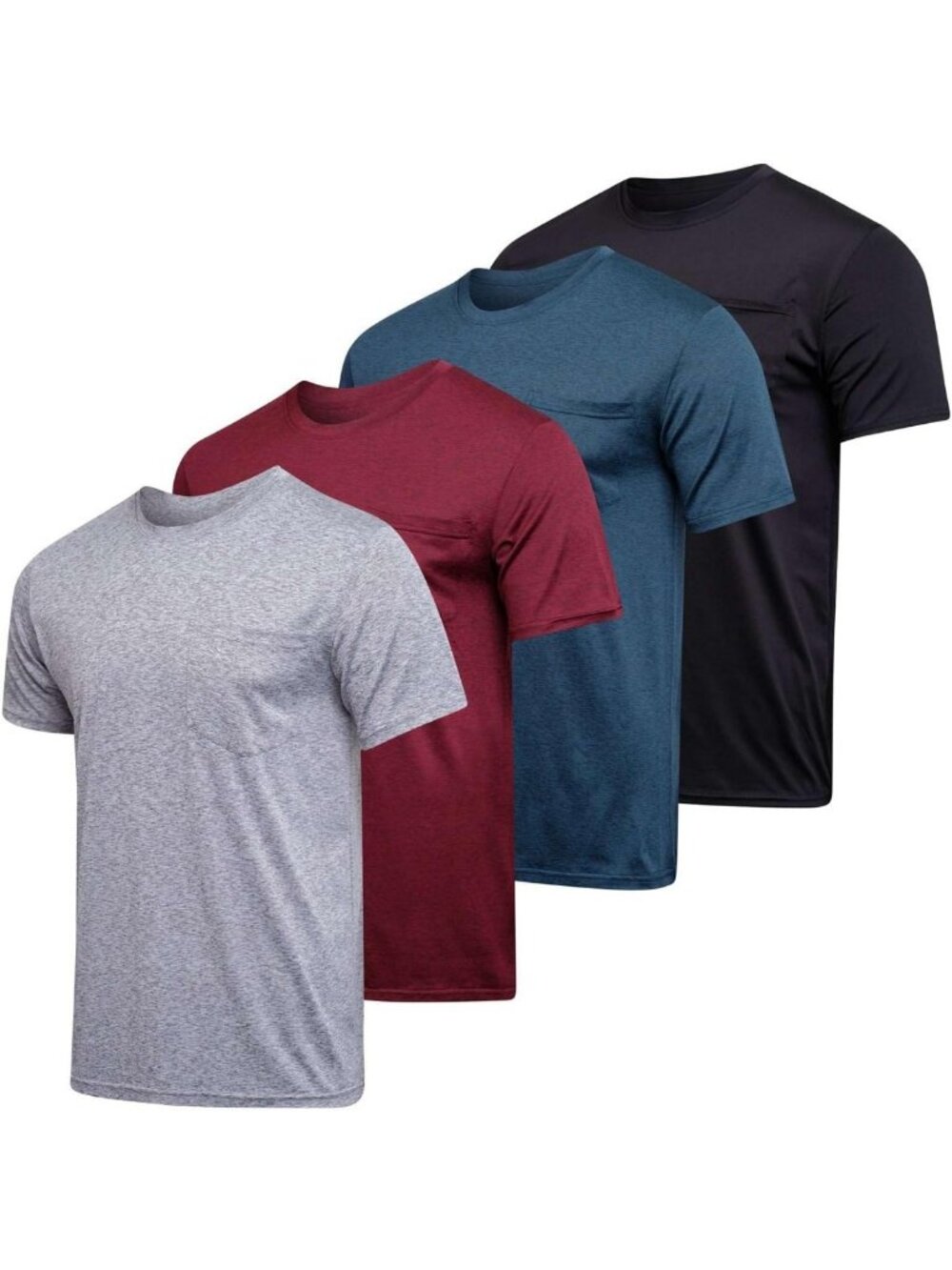 Men's Dry Fit Short Sleeve Pocket Tees - 4 Pack Athletic Workout Shirts